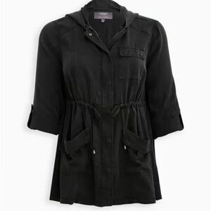 Torrid size 00x 10 M/L Green Tencel Anorak Coat